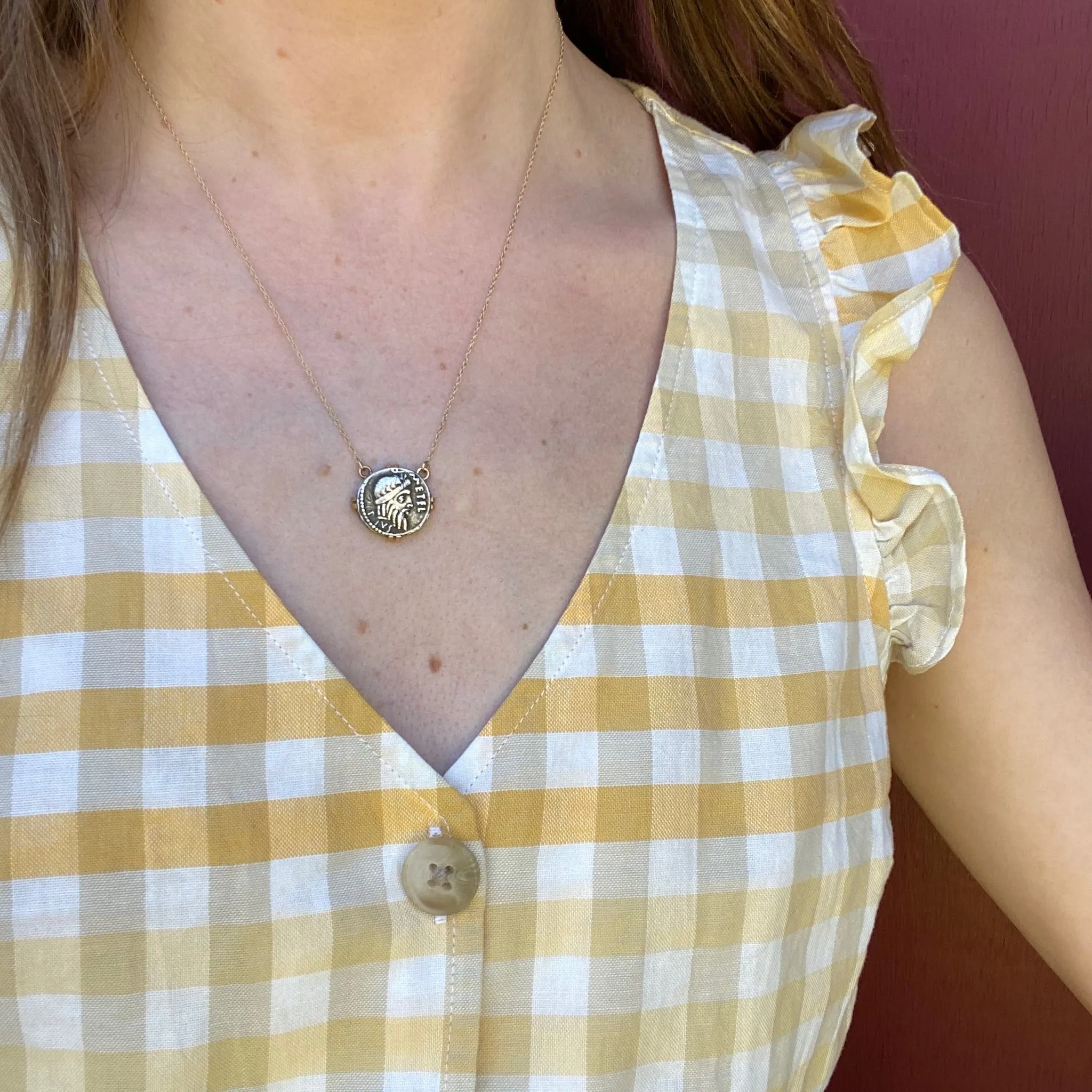 Vintage Silver Coin Pendant in Gold