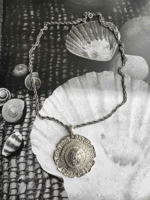 Vintage Silver Medallion Necklace – Timeless Greek Revival