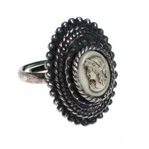 Vintage Silver Tone Cameo Ring