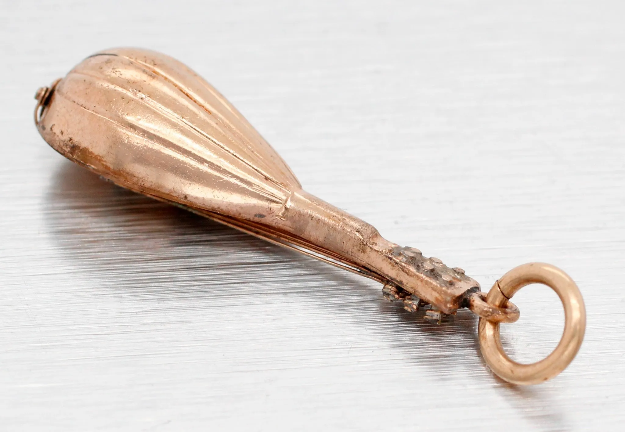 Vintage Solid 14k Yellow Gold Mandolin Charm - Music Pendant