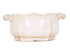 Vintage style antique ivory ceramic planter