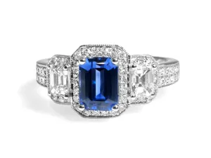 Vintage Style Diamond & Sapphire Ring
