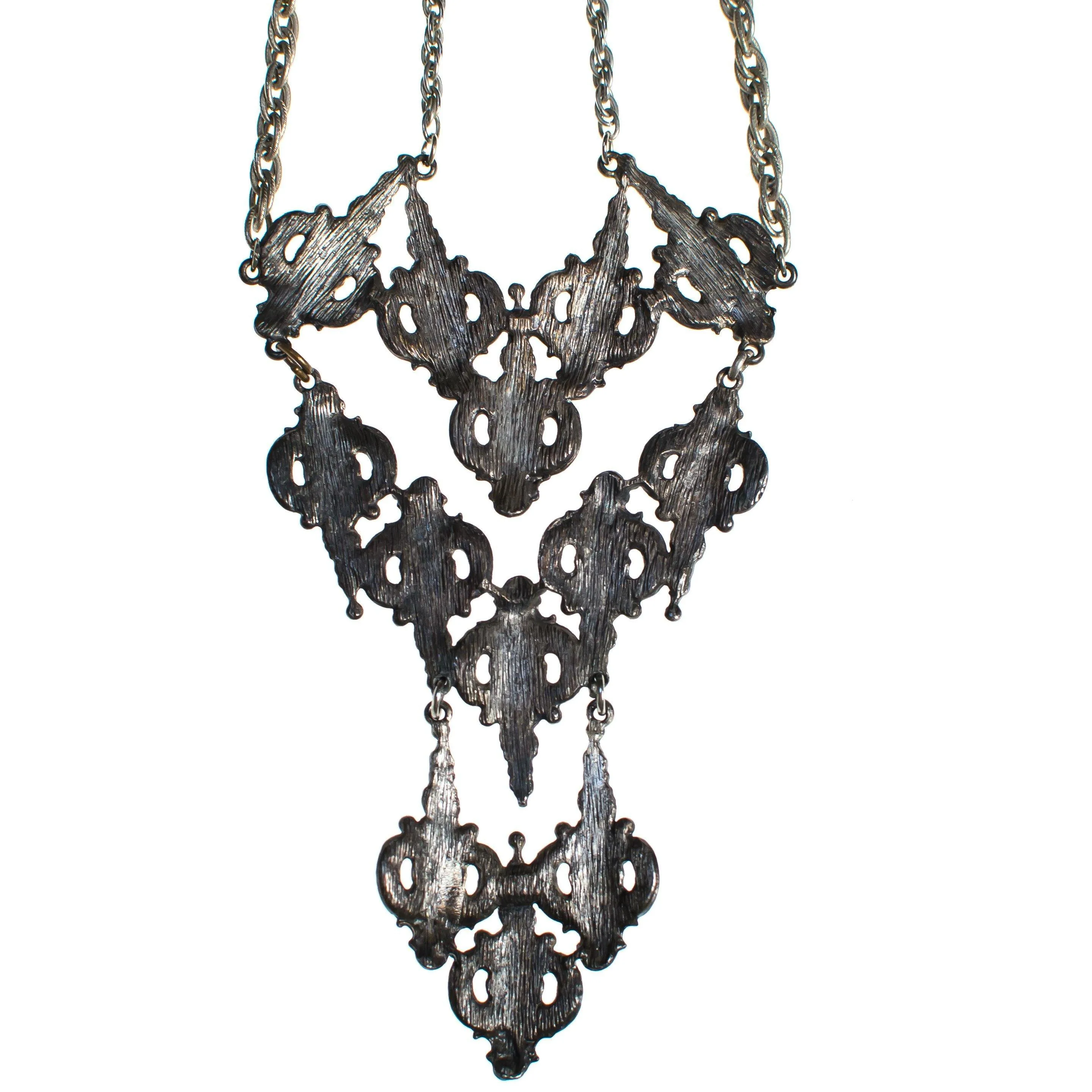 Vintage Victorian Gothic Revival Silver Statement Necklace