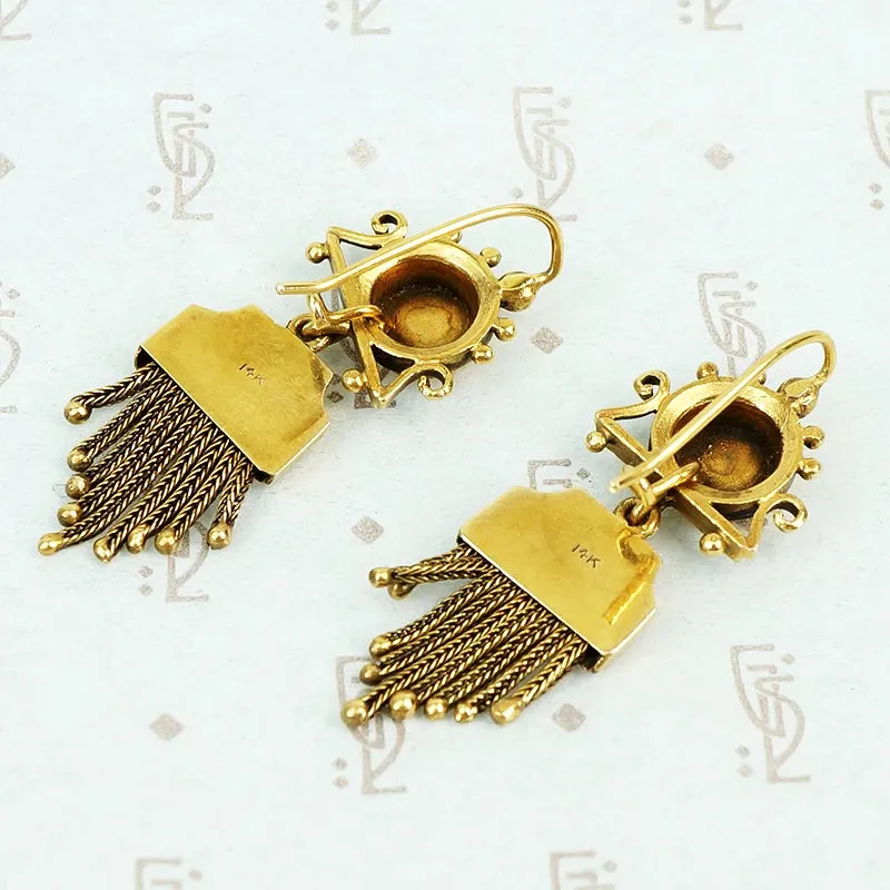 Vintage Victorian Revival Gold Fringe Earrings