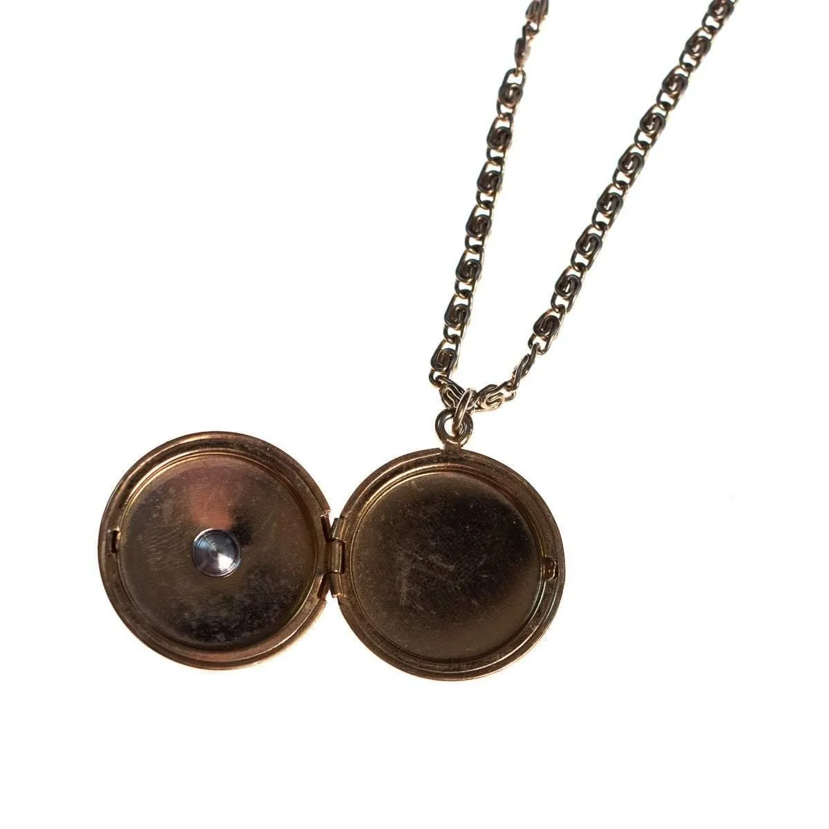 Vintage Victorian Revival Locket Necklace with Turquoise, Lapis, and Carnelian Art Glass