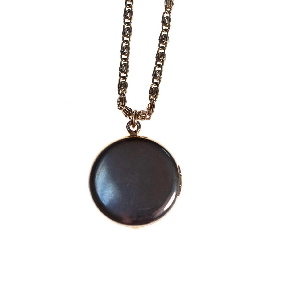 Vintage Victorian Revival Locket Necklace with Turquoise, Lapis, and Carnelian Art Glass