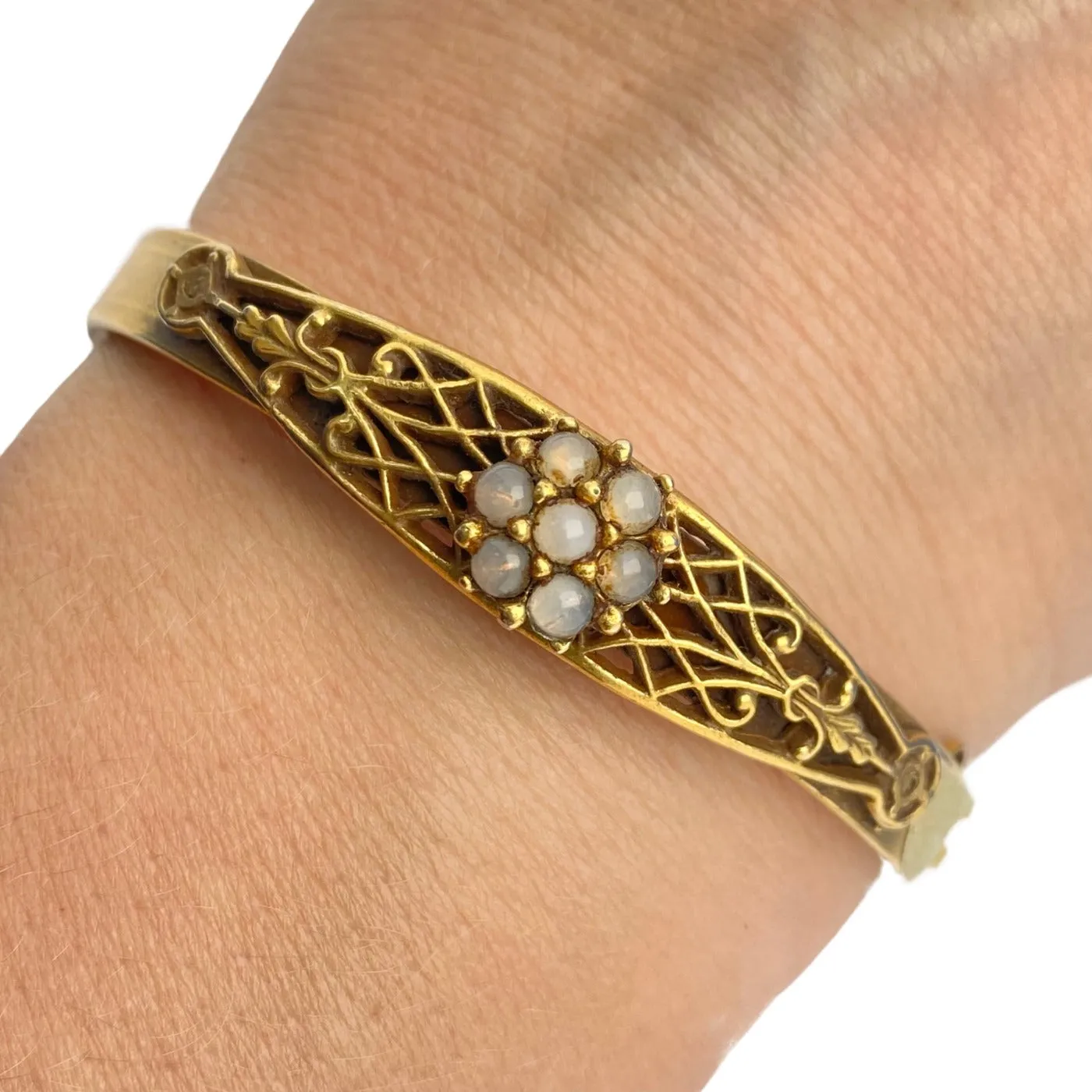 Vintage Victorian Revival Opaline Bangle Bracelet