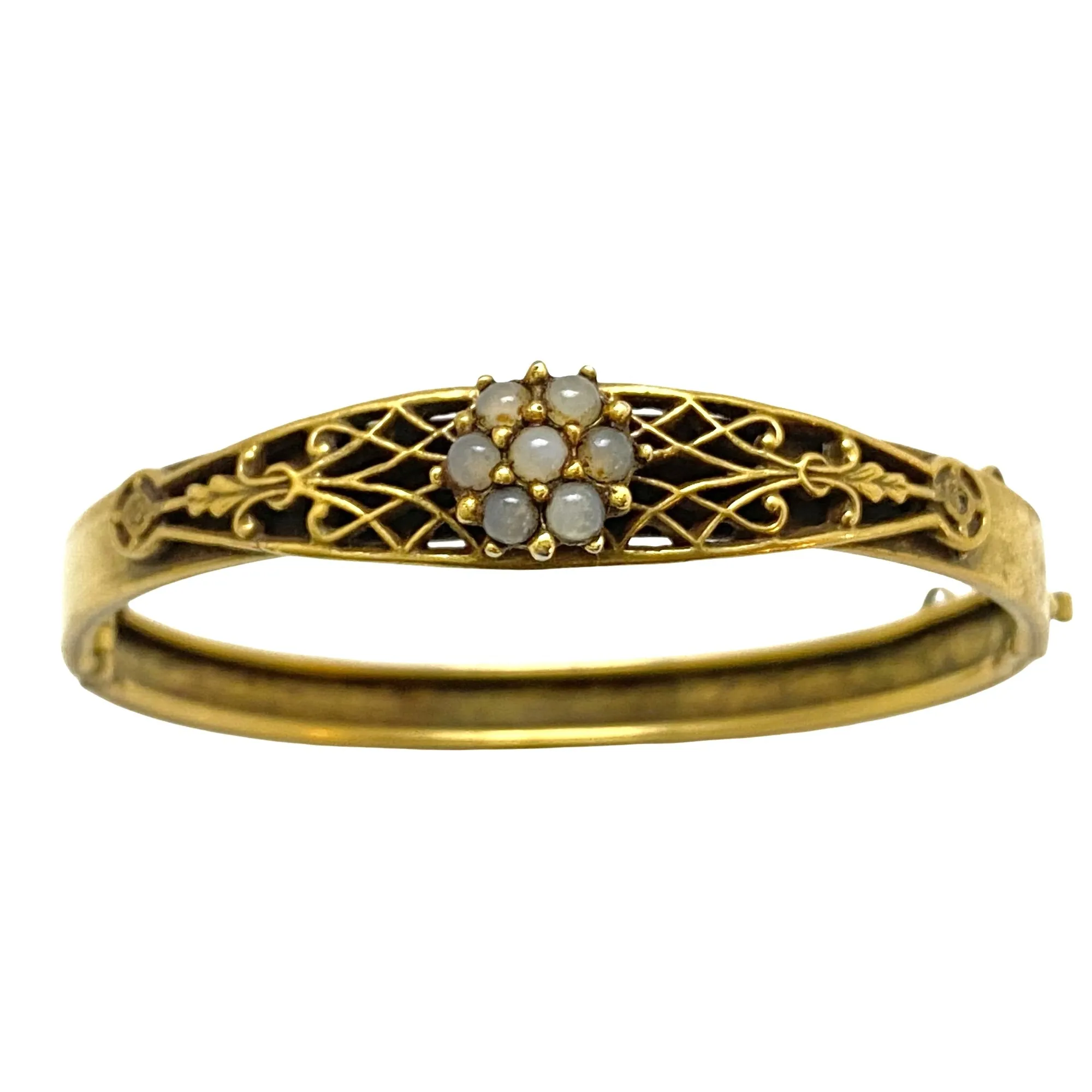Vintage Victorian Revival Opaline Bangle Bracelet
