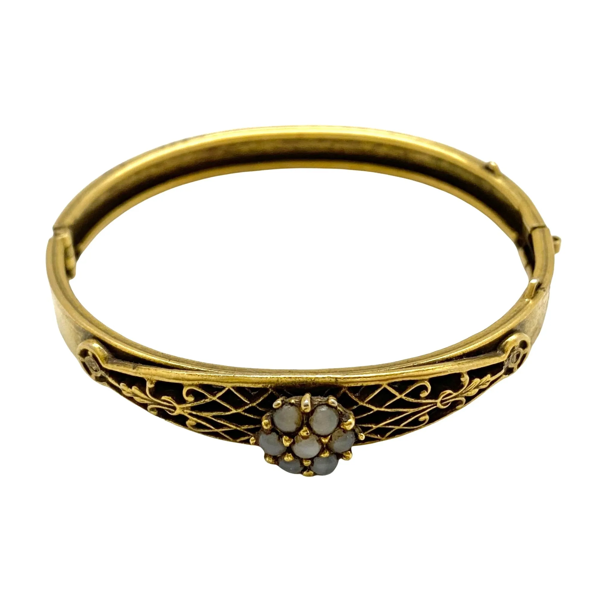 Vintage Victorian Revival Opaline Bangle Bracelet