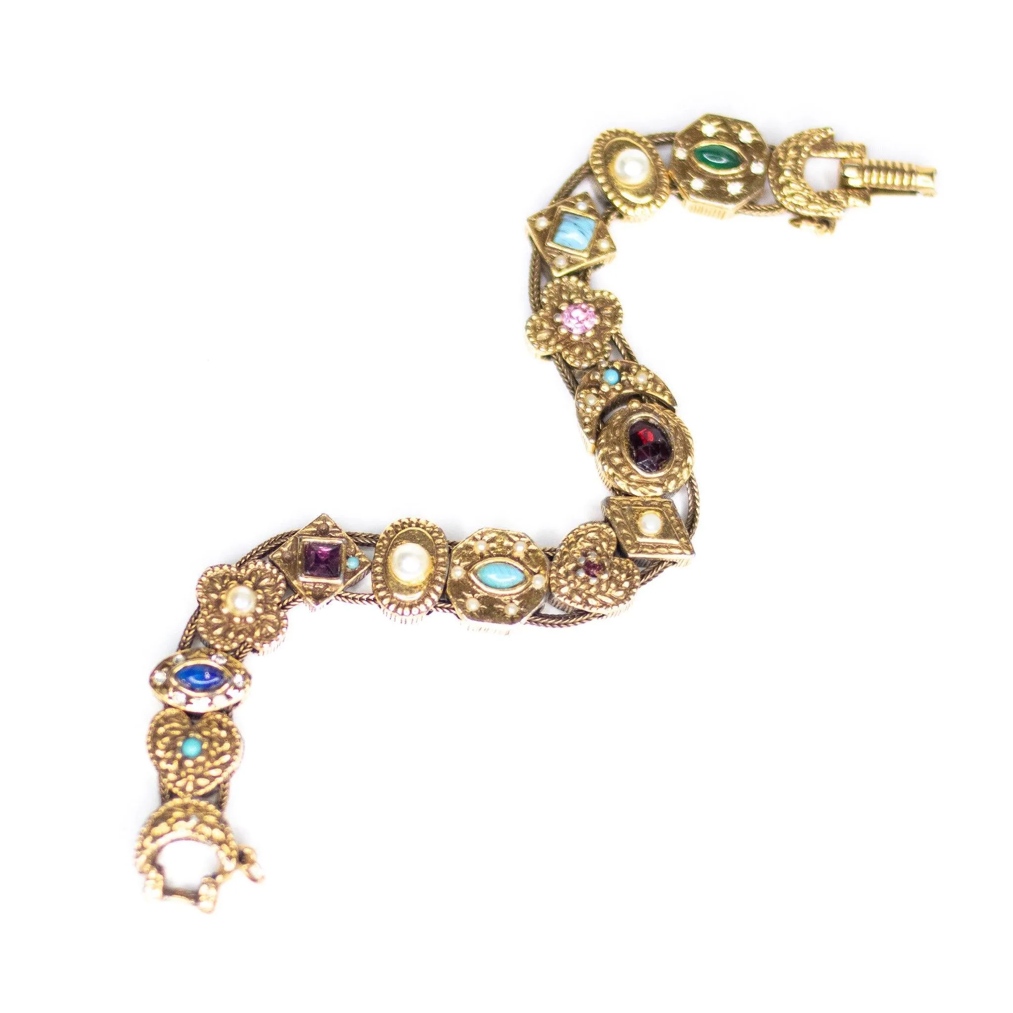 Vintage Victorian Revival Slide Charm Bracelet