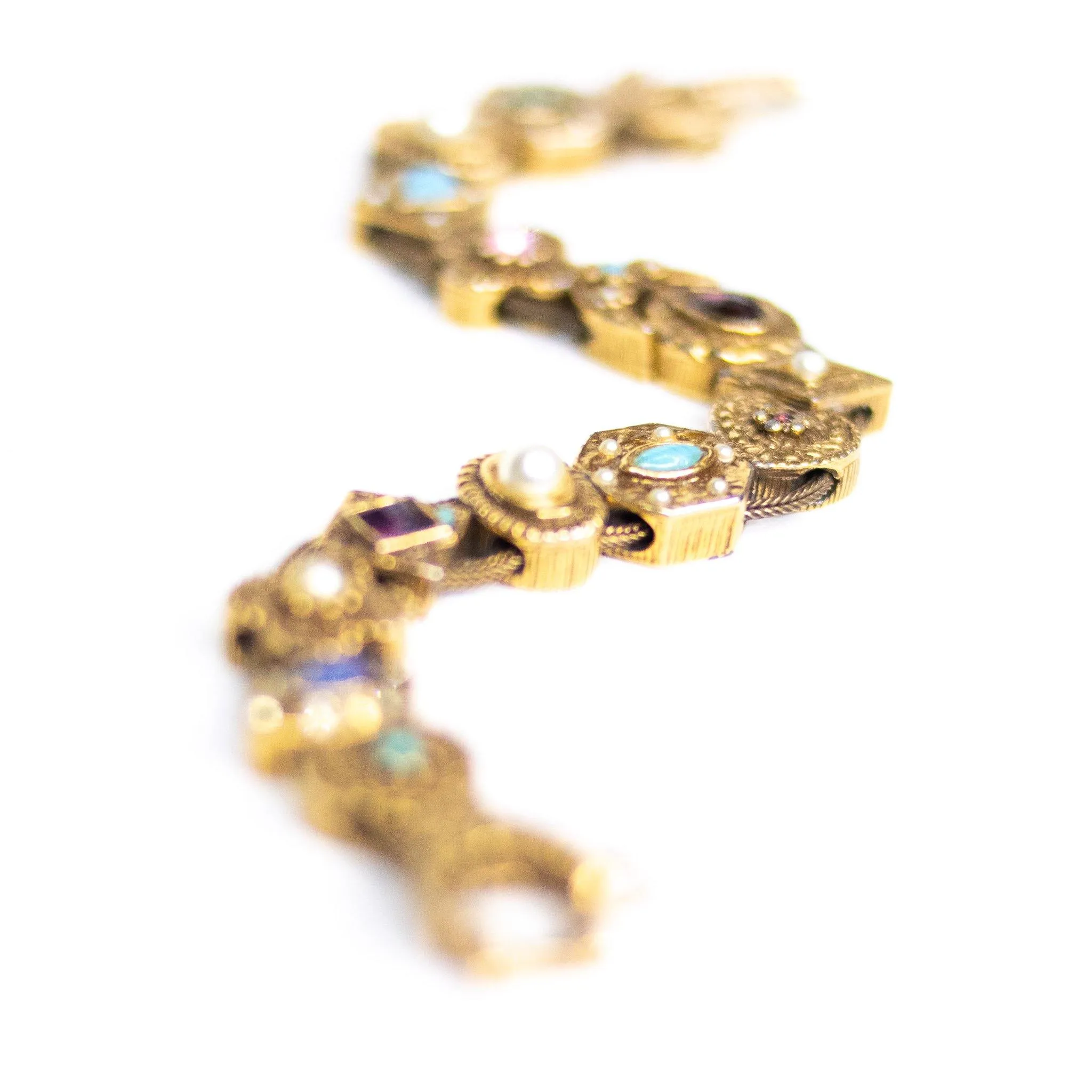 Vintage Victorian Revival Slide Charm Bracelet