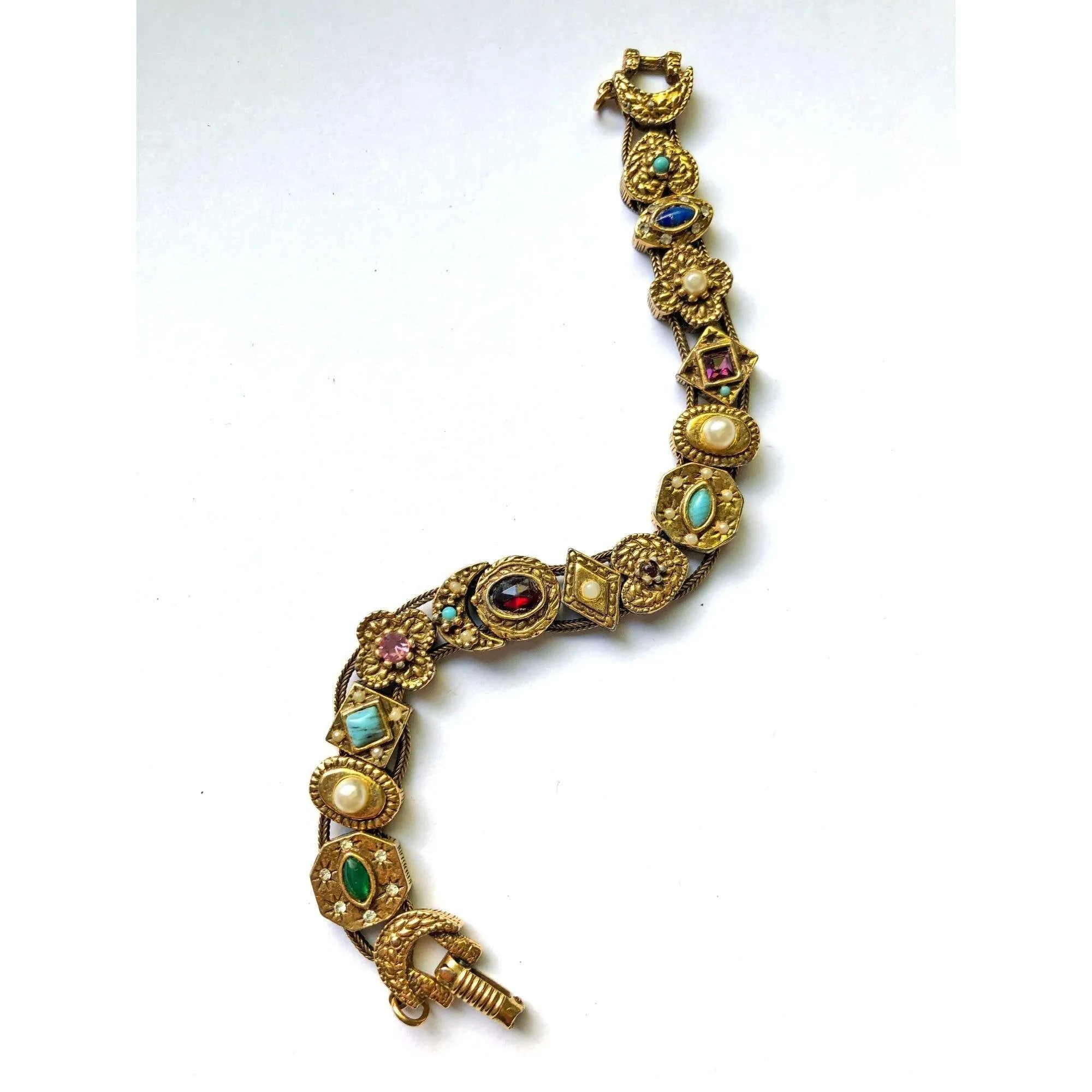 Vintage Victorian Revival Slide Charm Bracelet