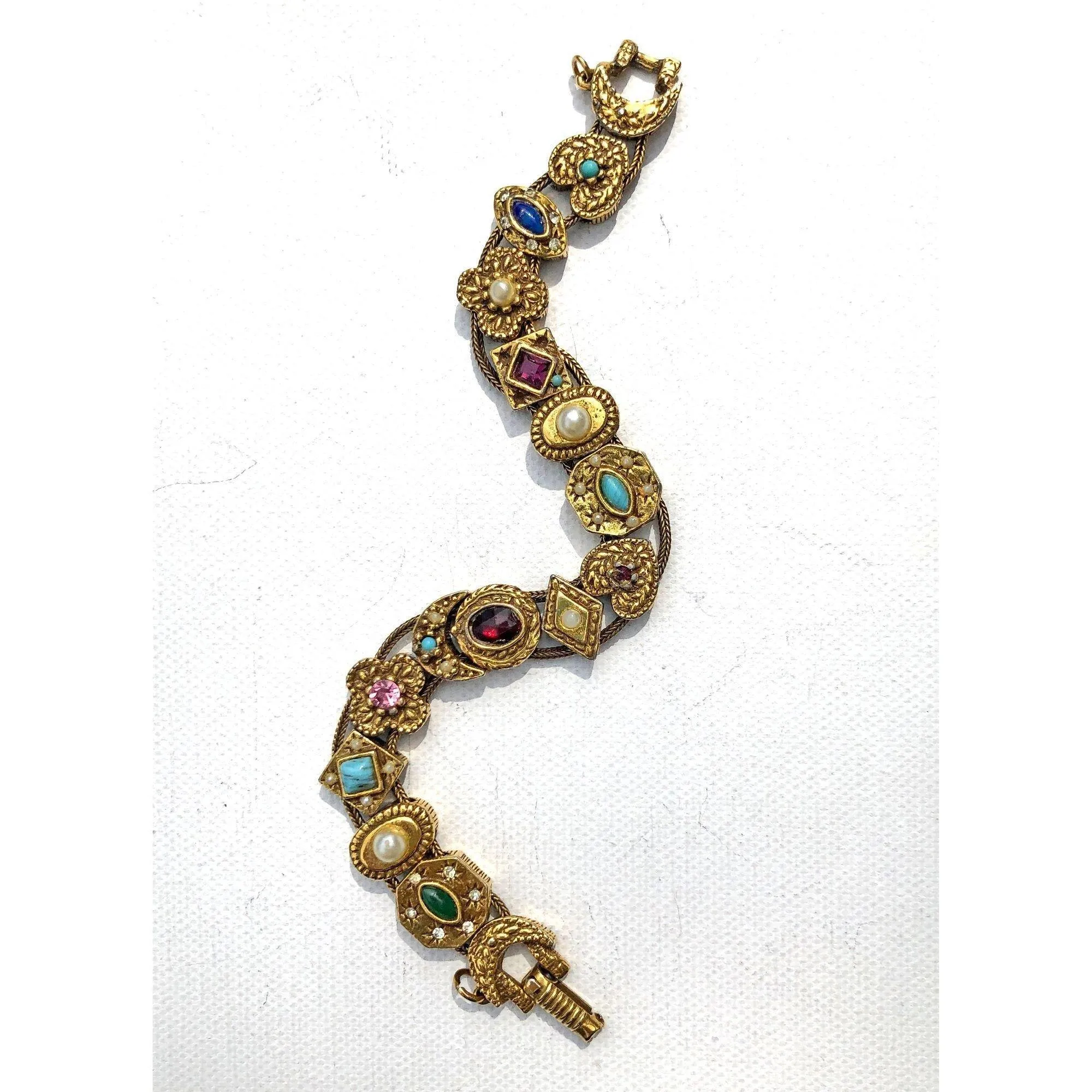 Vintage Victorian Revival Slide Charm Bracelet