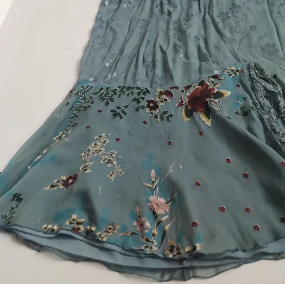 Vintage Violet Kay Floral fairy mermaid trumpet silk-blend lace Maxi Skirt_PXL