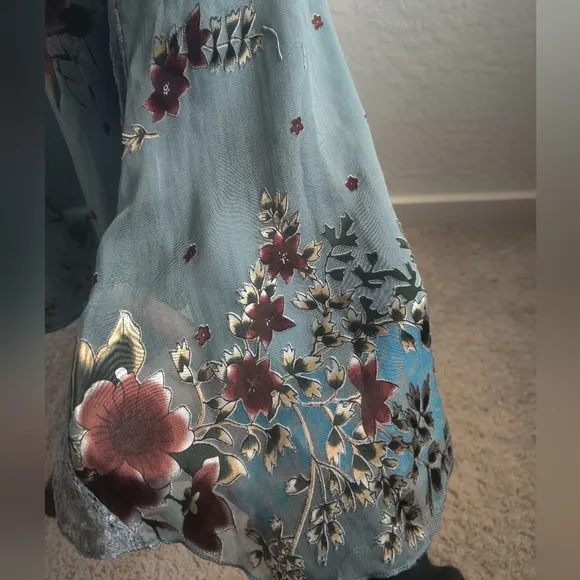 Vintage Violet Kay Floral fairy mermaid trumpet silk-blend lace Maxi Skirt_PXL