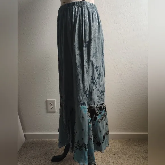 Vintage Violet Kay Floral fairy mermaid trumpet silk-blend lace Maxi Skirt_PXL