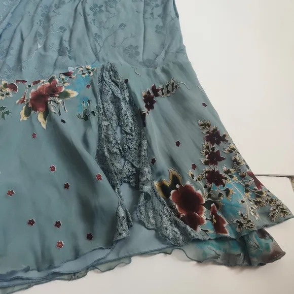 Vintage Violet Kay Floral fairy mermaid trumpet silk-blend lace Maxi Skirt_PXL