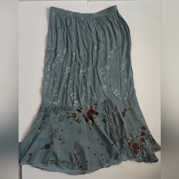 Vintage Violet Kay Floral fairy mermaid trumpet silk-blend lace Maxi Skirt_PXL