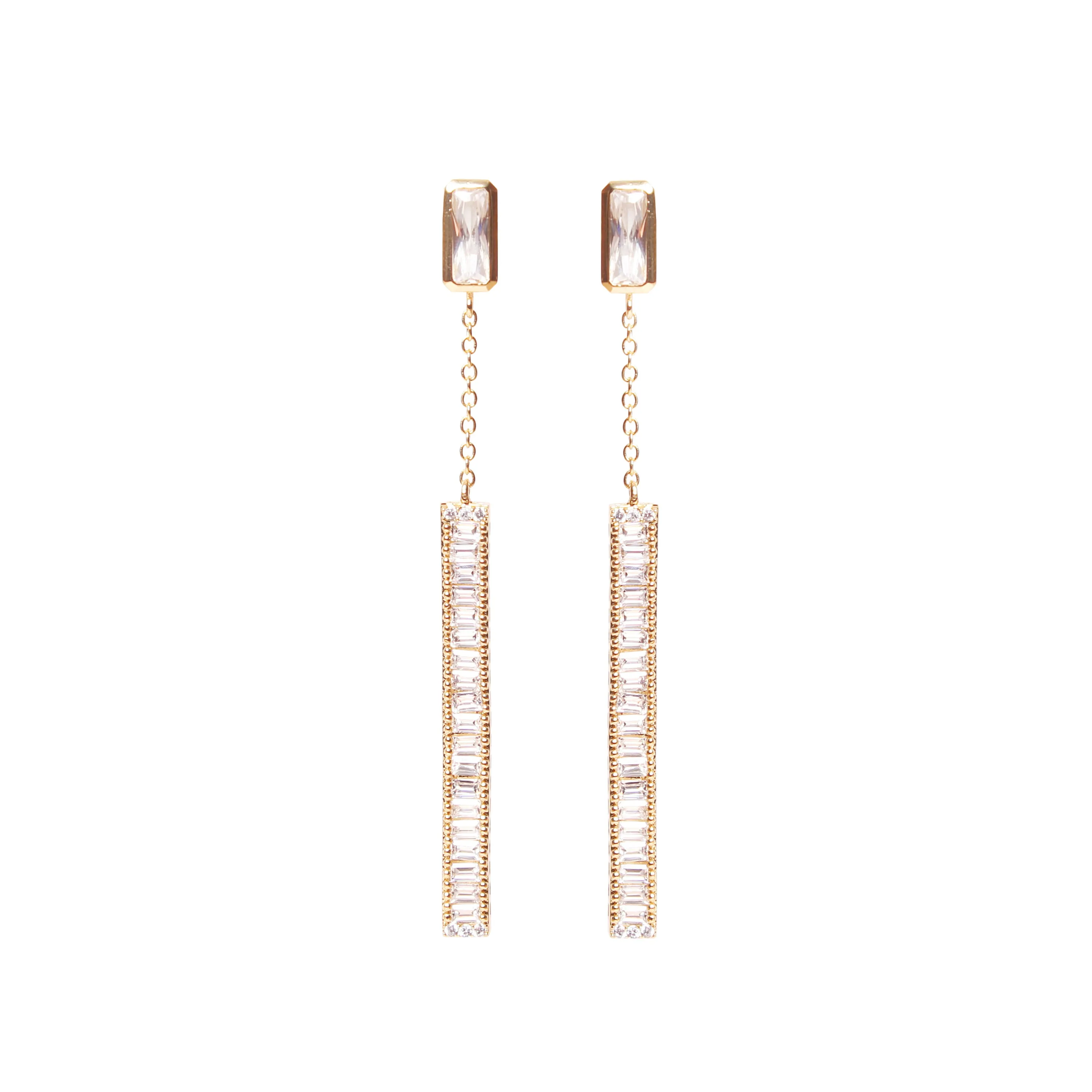 Vita Baguette Pave Drop Earring