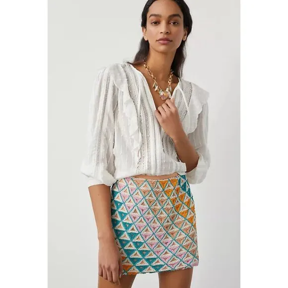 Walter Baker | Carrie Vera Cruz Hand Beaded Pastel Skirt | NWT