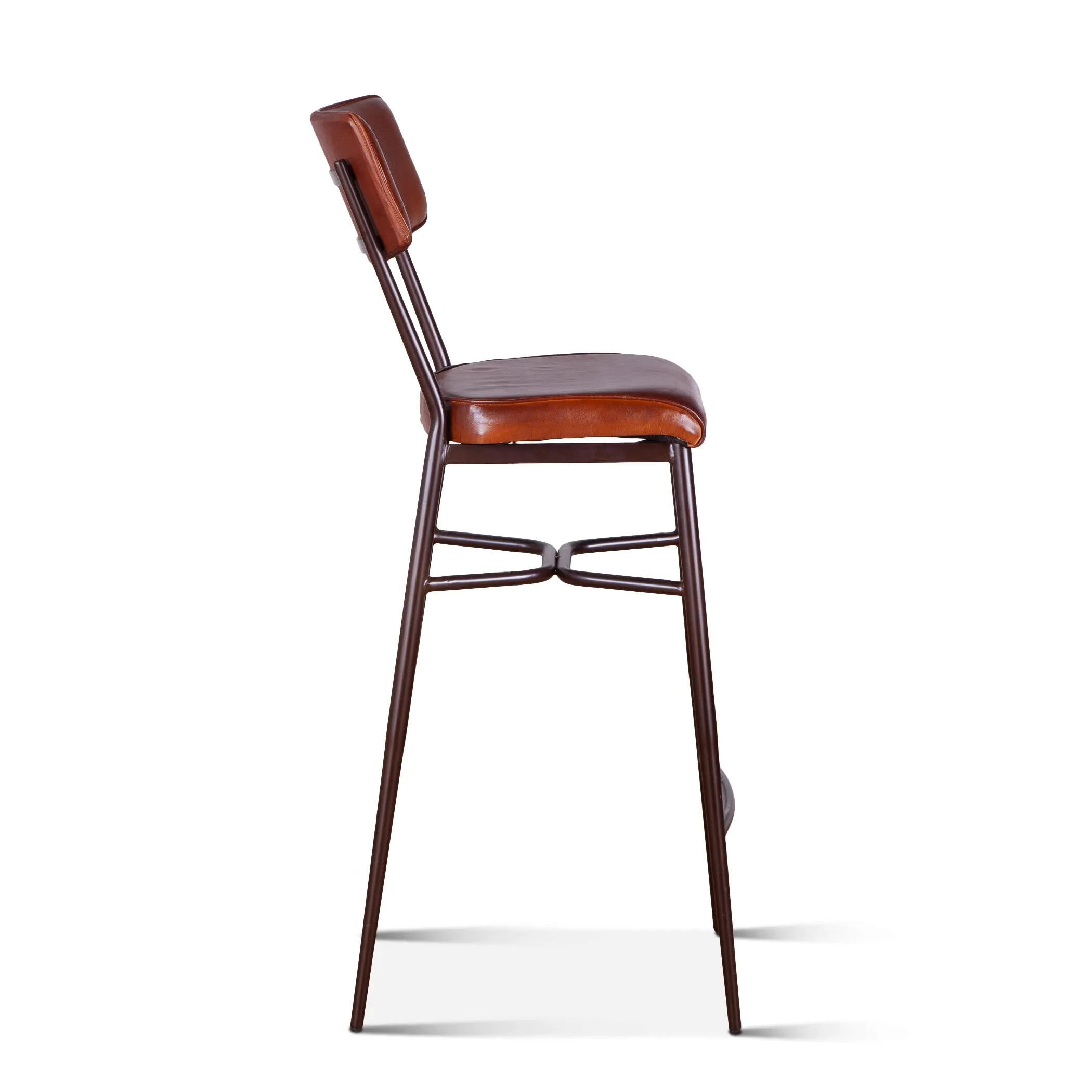 Wellington High Back Leather Bar Chair