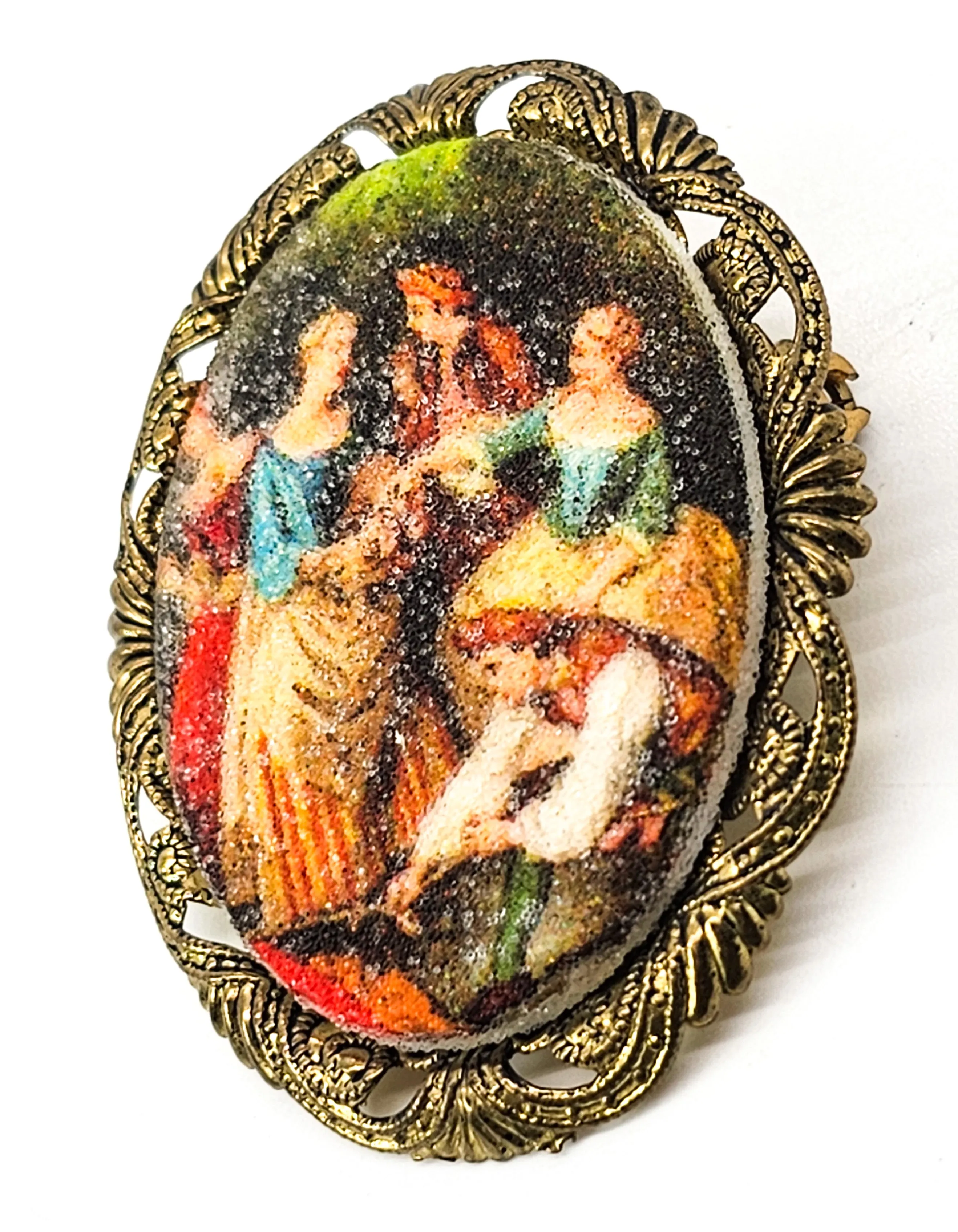 Western Germany sugared cameo Victorian revival dance brooch