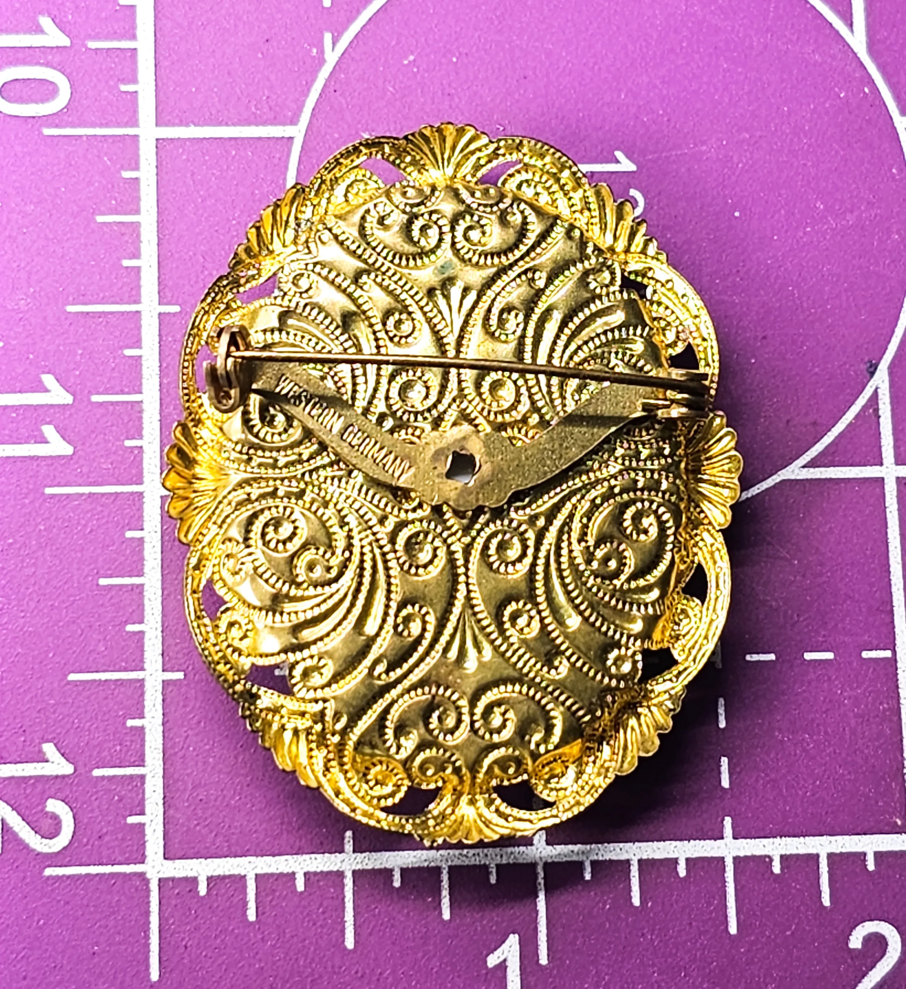 Western Germany sugared cameo Victorian revival dance brooch