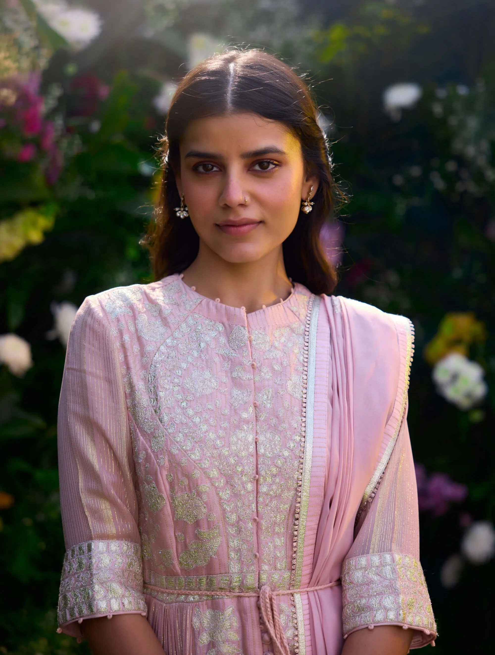 Whisper pink anarkali set