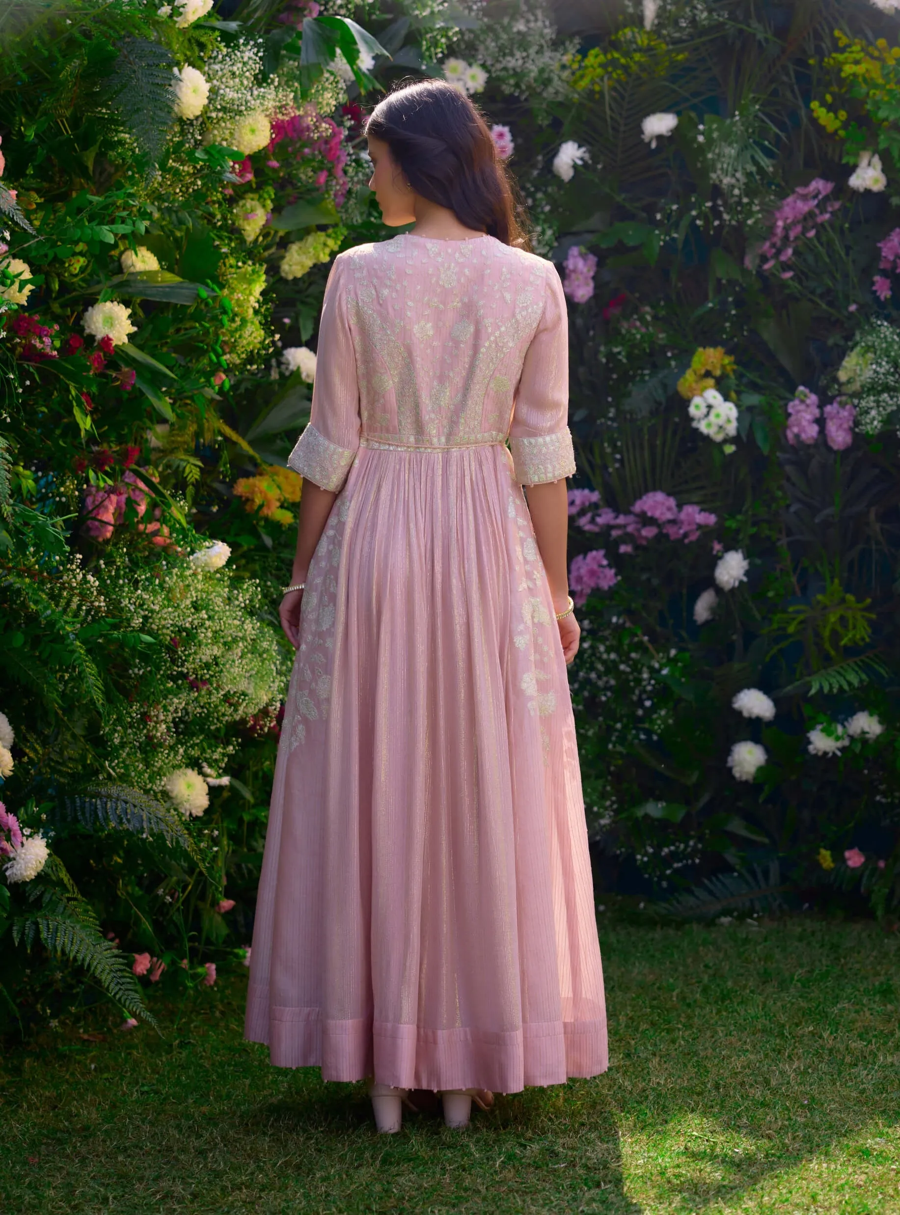 Whisper pink anarkali set