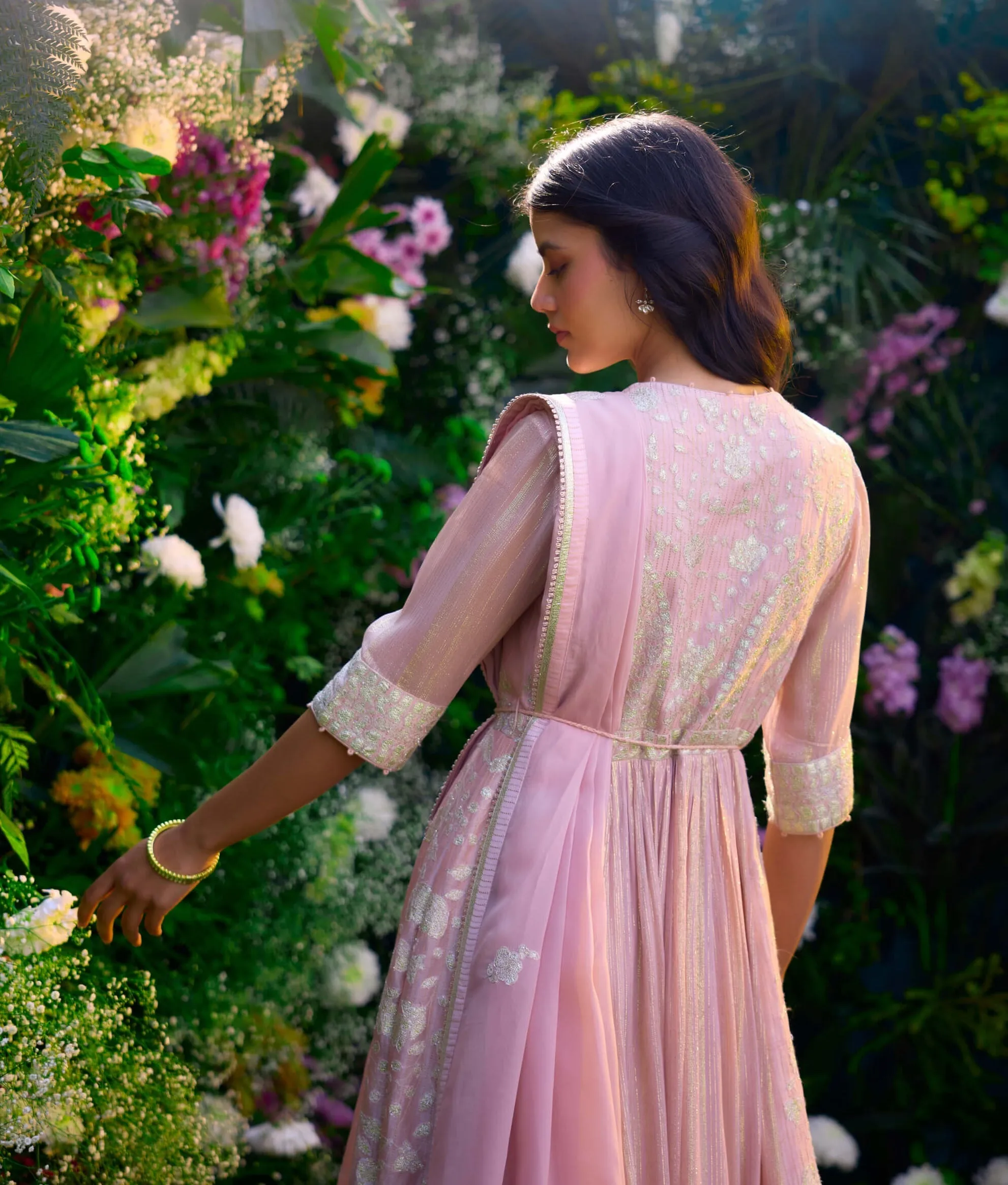 Whisper pink anarkali set