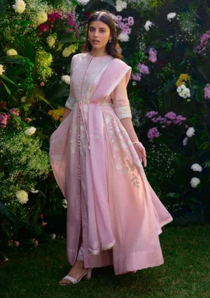 Whisper pink anarkali set