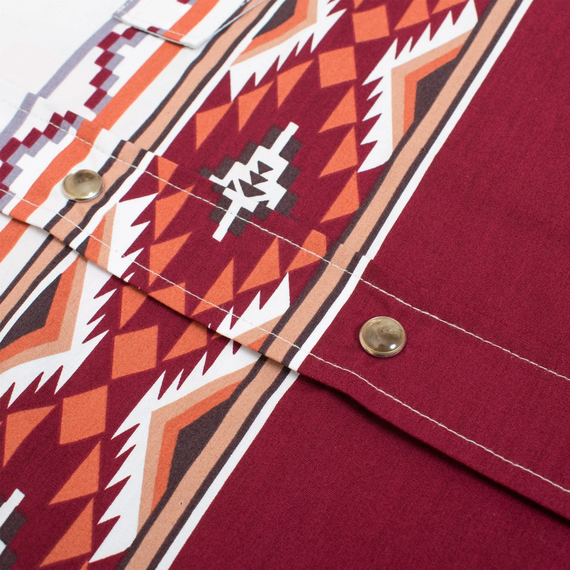 White & Red Solid Tribal Print Long Sleeve Shirt