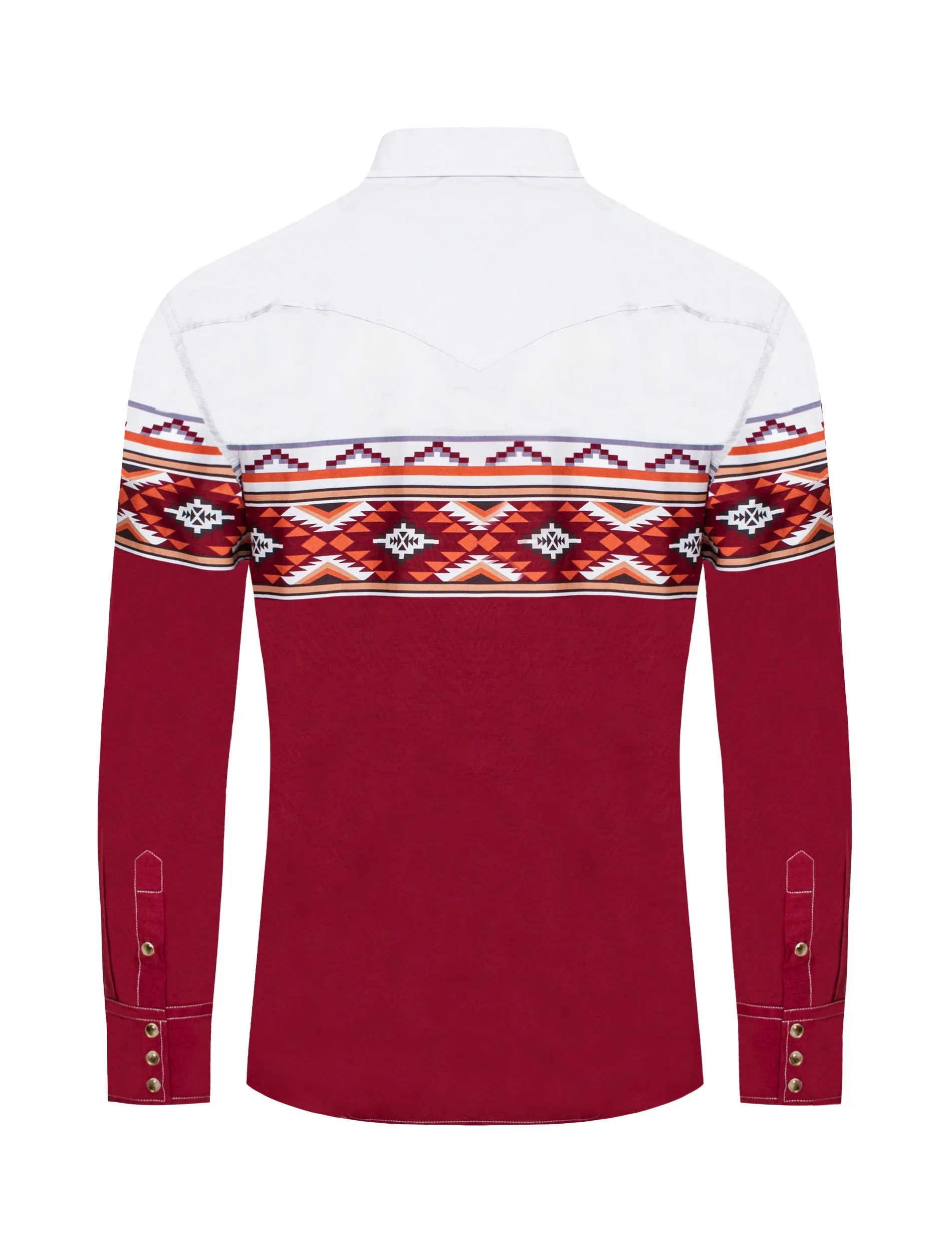 White & Red Solid Tribal Print Long Sleeve Shirt