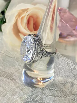 White CZ Persian Ring, Size 5, Art Deco Vintage Revival Jewelry #D230 - Ready to Ship