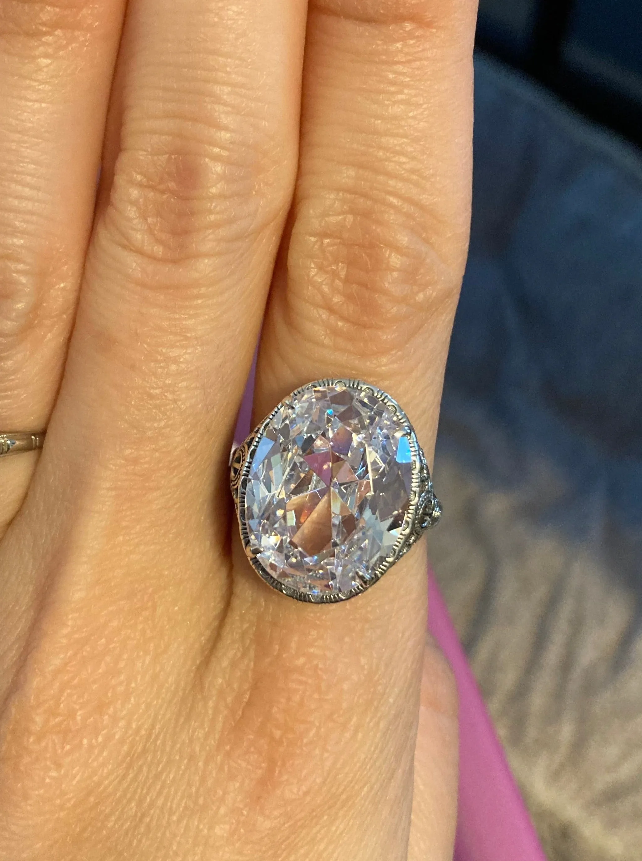 White CZ Persian Ring, Size 5, Art Deco Vintage Revival Jewelry #D230 - Ready to Ship