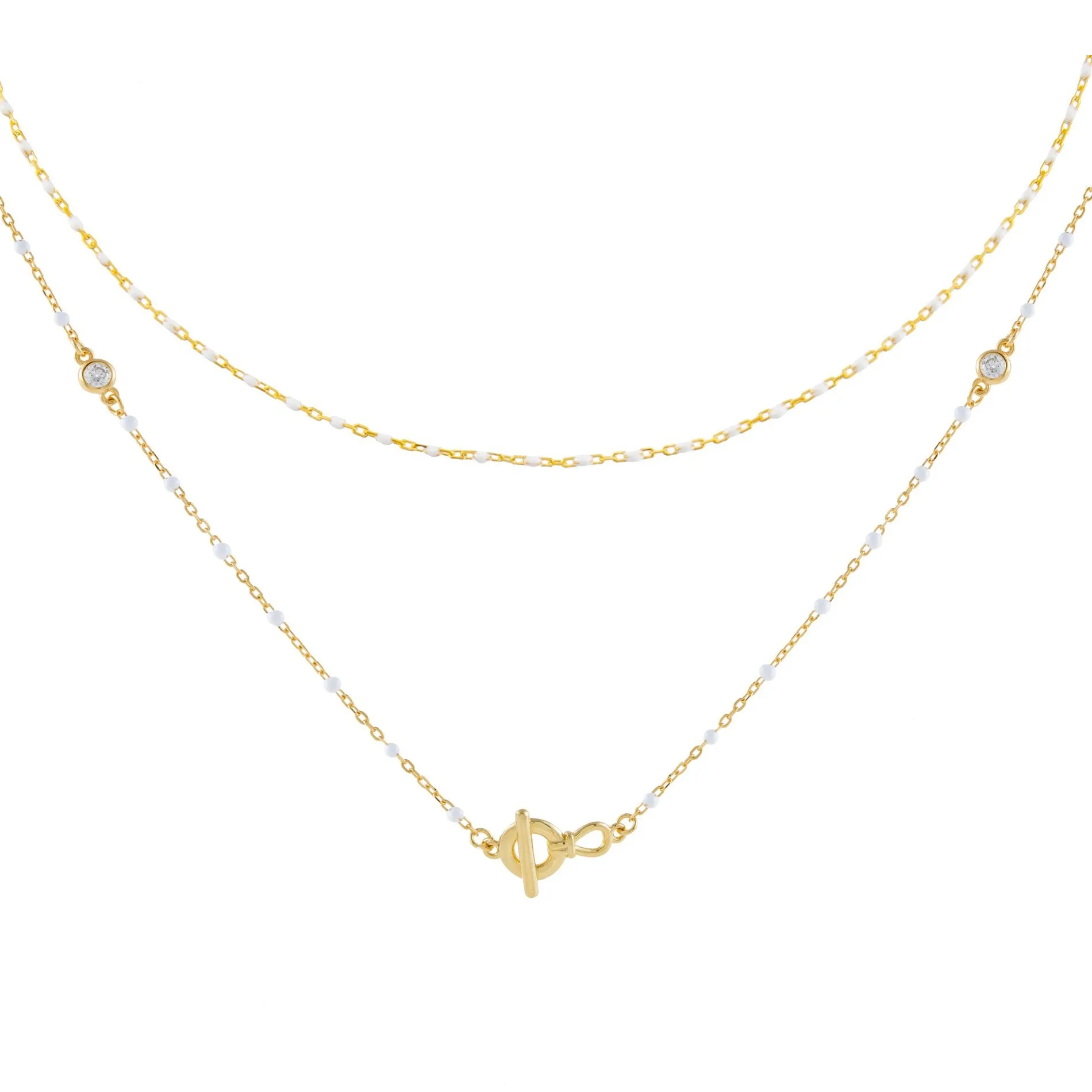 White Enamel Necklace Combo Set