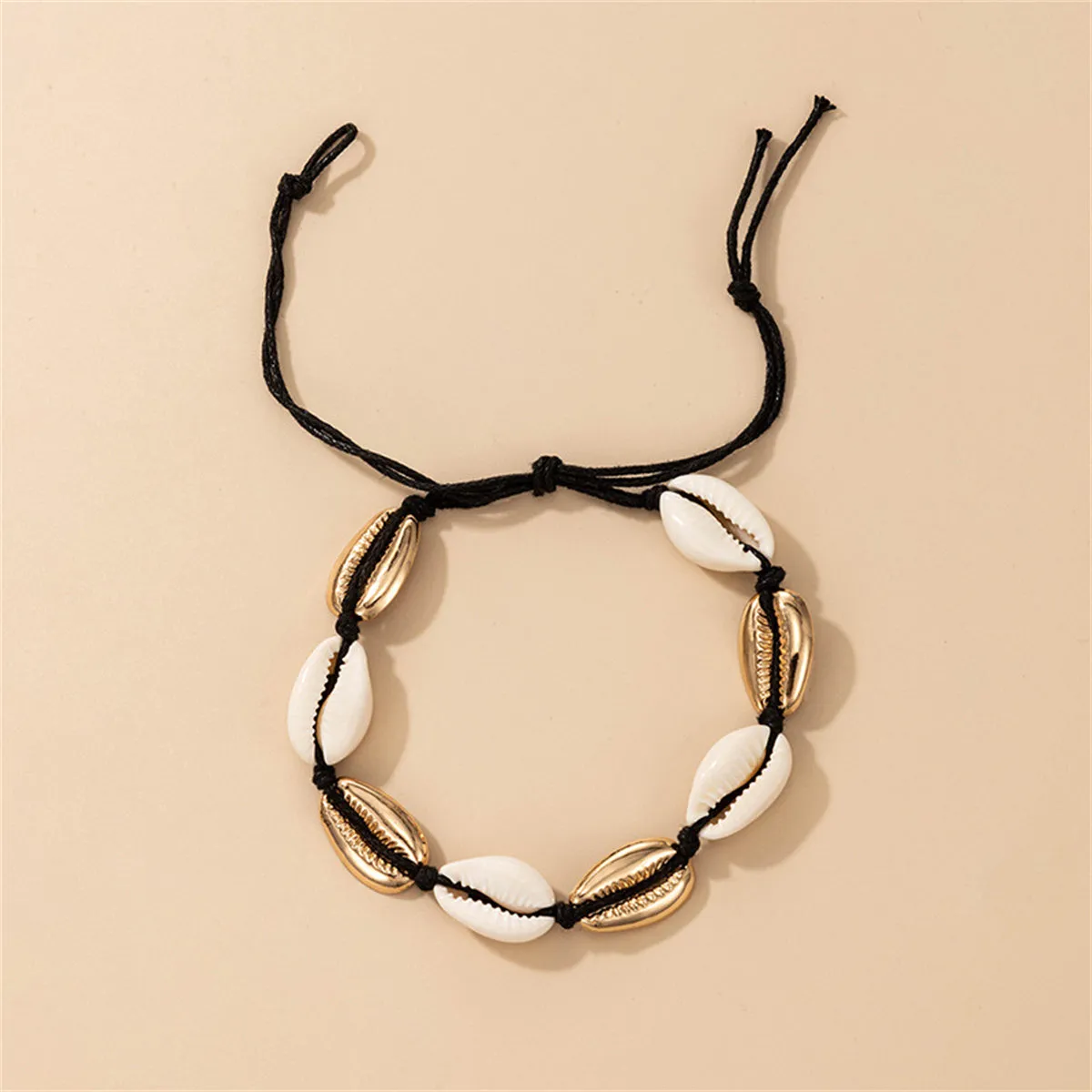 White Shell & 18K Gold-Plated Cowrie Shell Adjustable Anklet