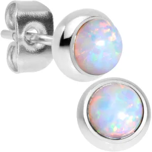 White Synthetic Opal 316L Surgical Steel Stud Earrings