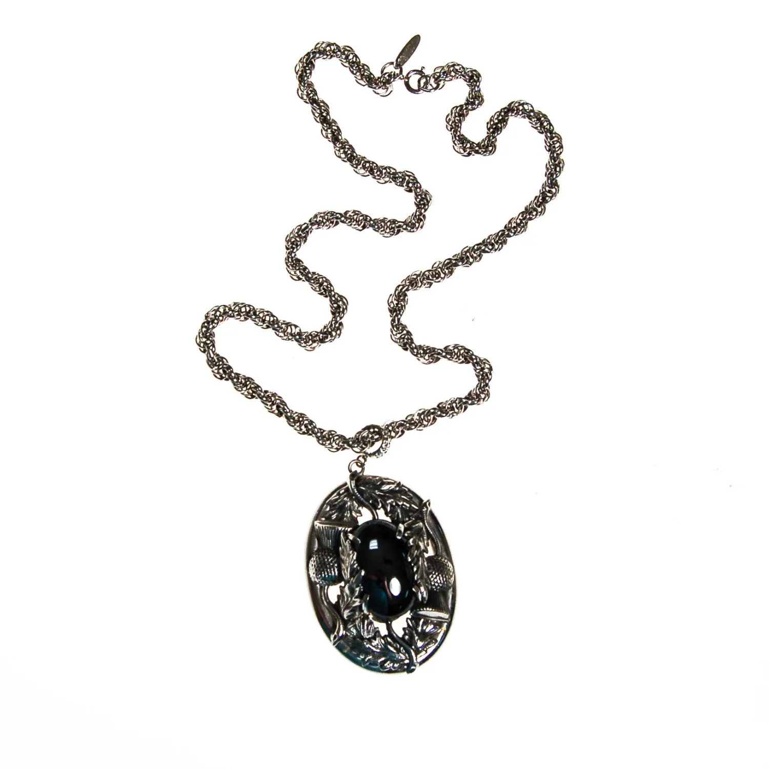 Whiting and Davis Hematite Pendant Statement Necklace