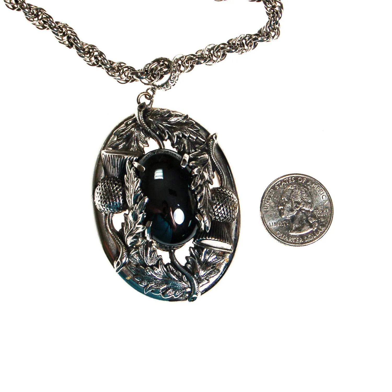 Whiting and Davis Hematite Pendant Statement Necklace