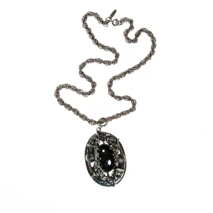 Whiting and Davis Hematite Pendant Statement Necklace