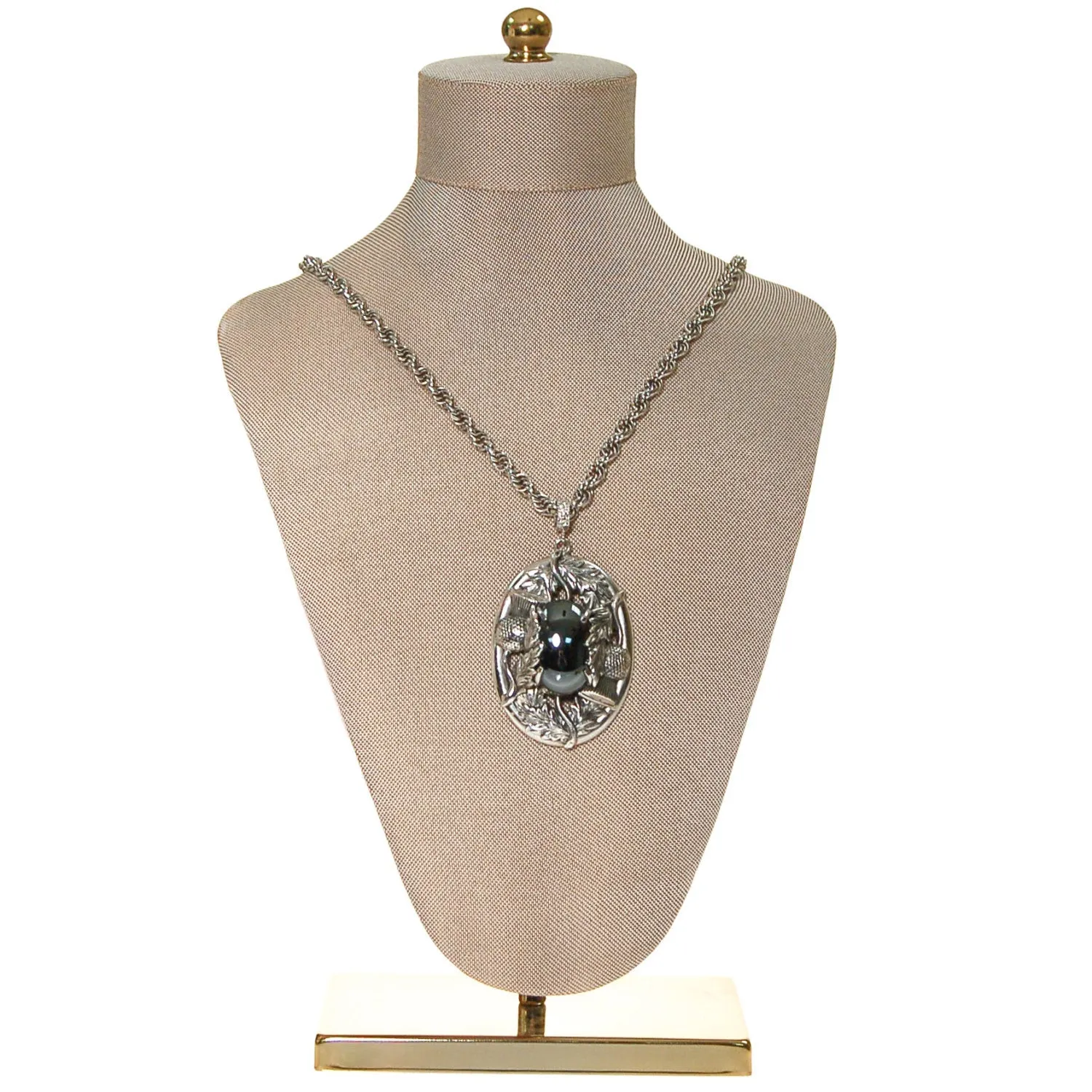Whiting and Davis Hematite Pendant Statement Necklace