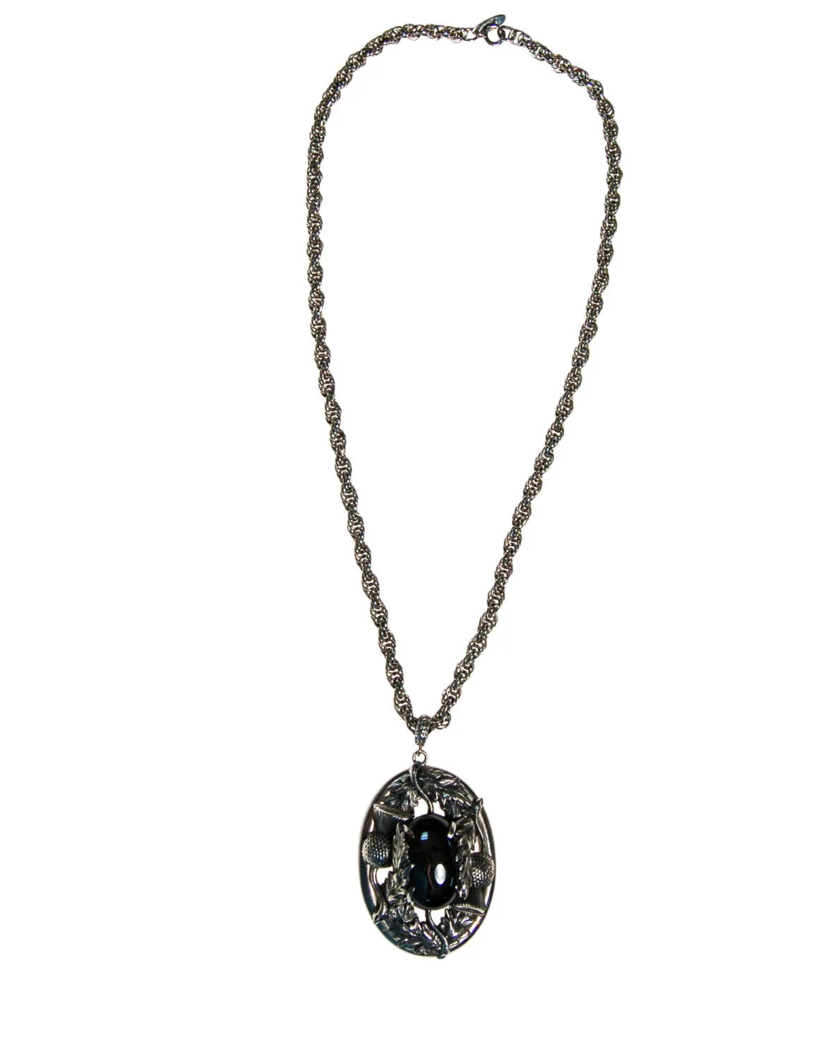 Whiting and Davis Hematite Pendant Statement Necklace