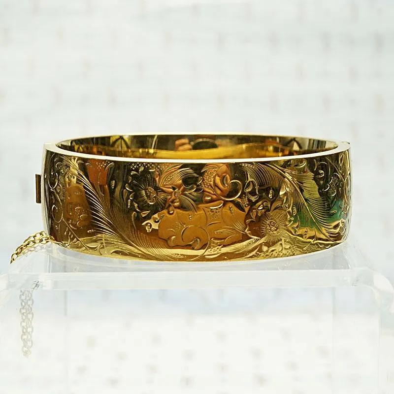 Wide Engraved Victorian Revival Bracelet