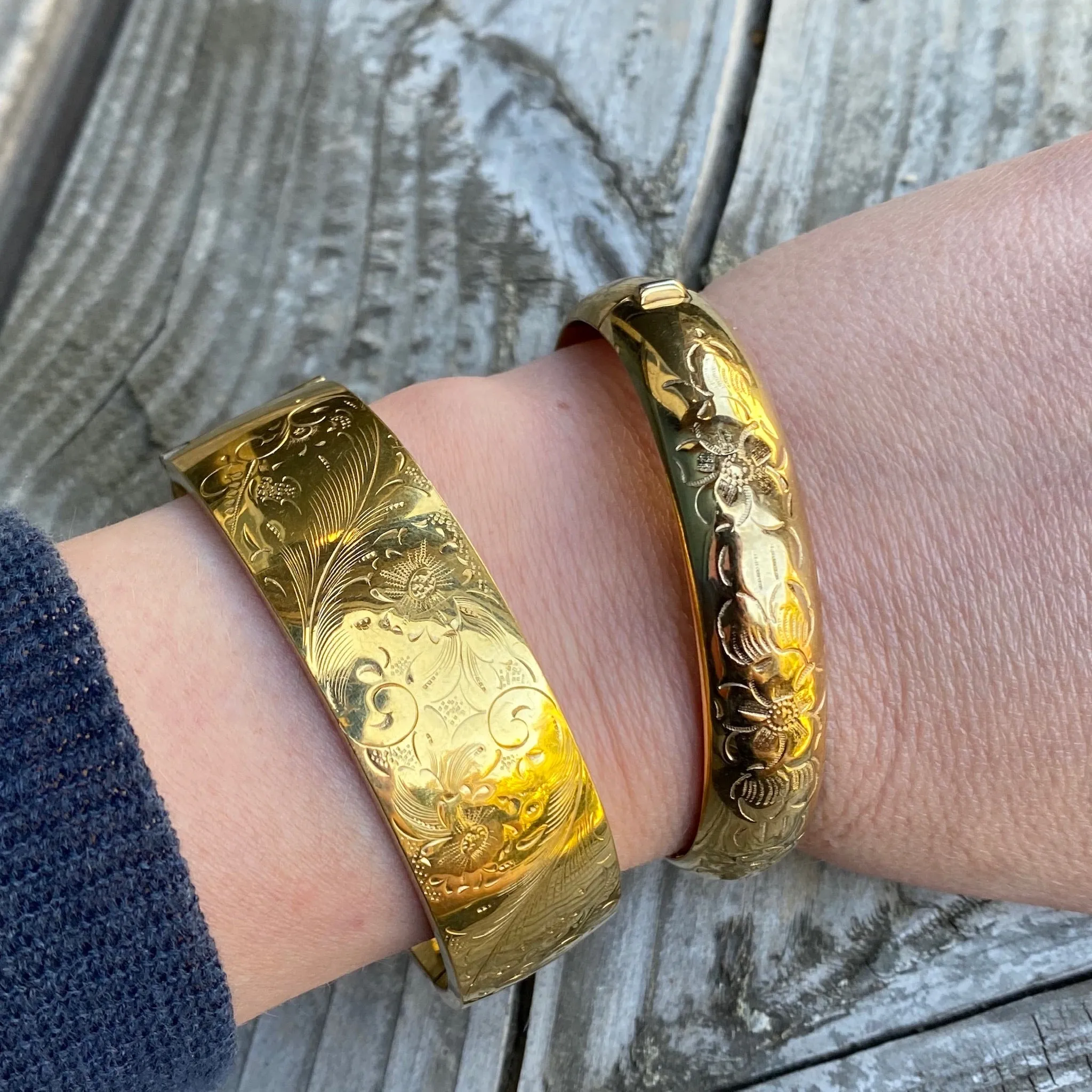 Wide Engraved Victorian Revival Bracelet