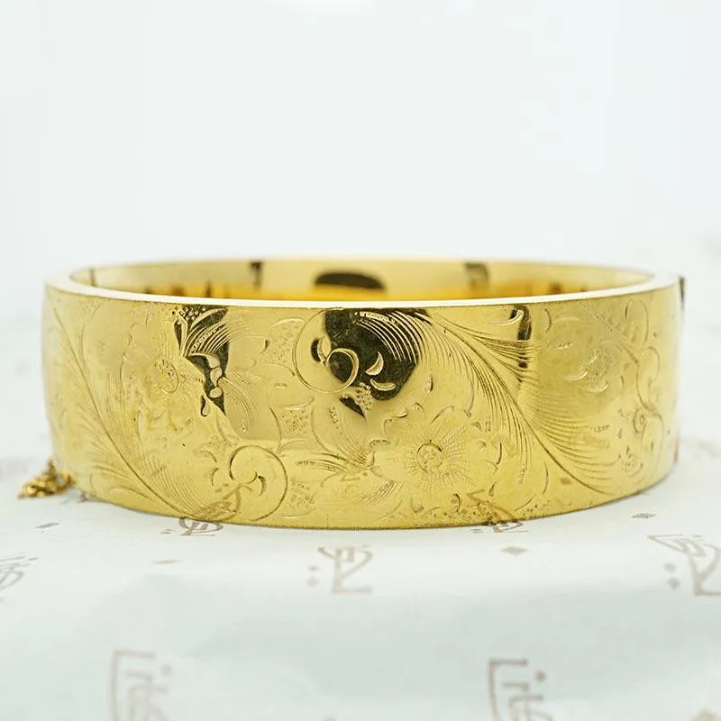 Wide Engraved Victorian Revival Bracelet