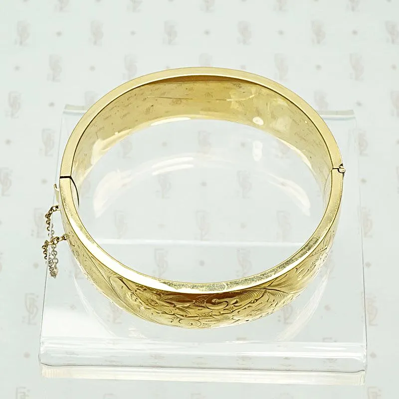 Wide Engraved Victorian Revival Bracelet