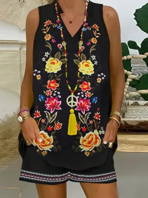 Women's Casual And Comfortable Sleeveless Two-piece Set