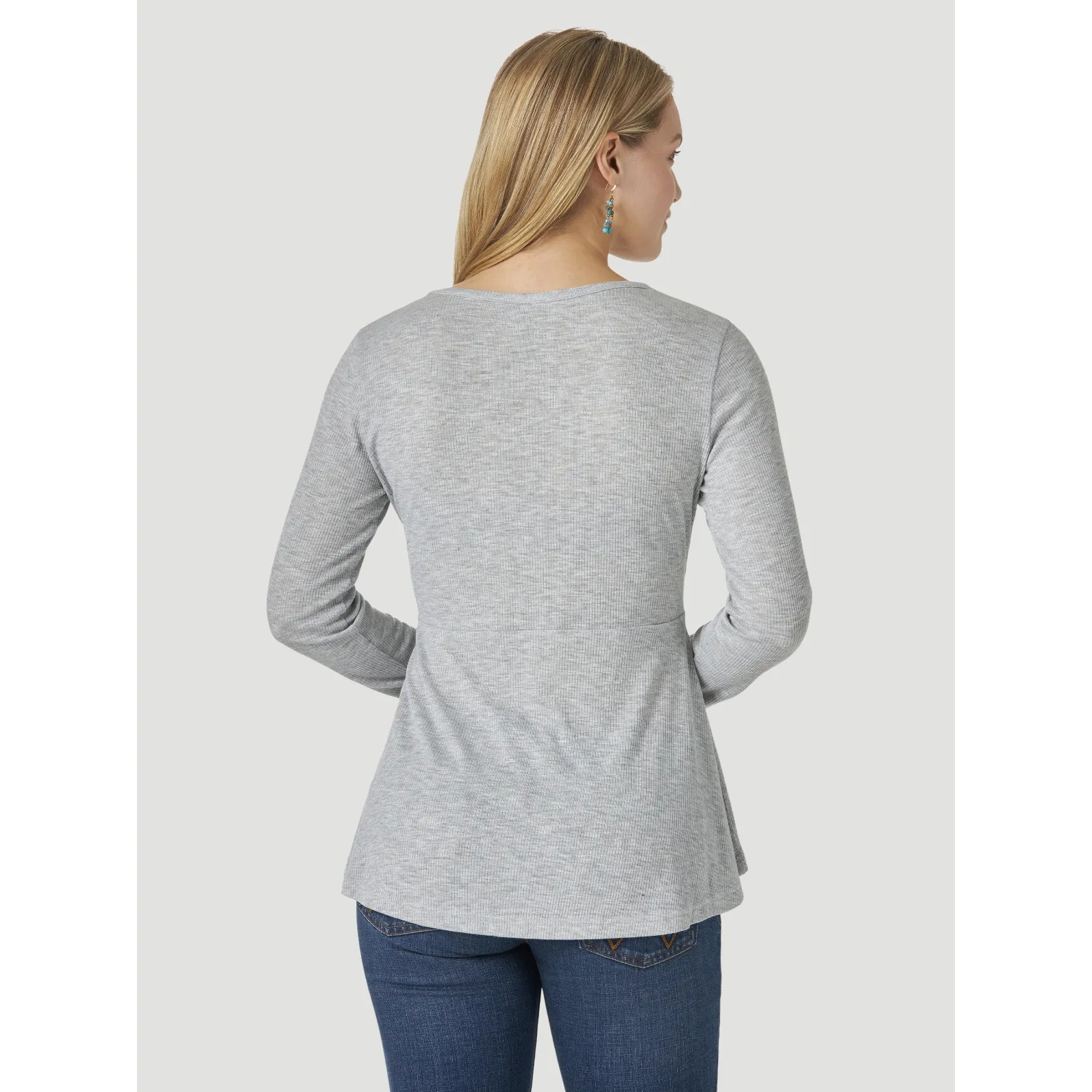 Wrangler Women's Essential Long Sleeve Fit & Flare Top in Heather Grey