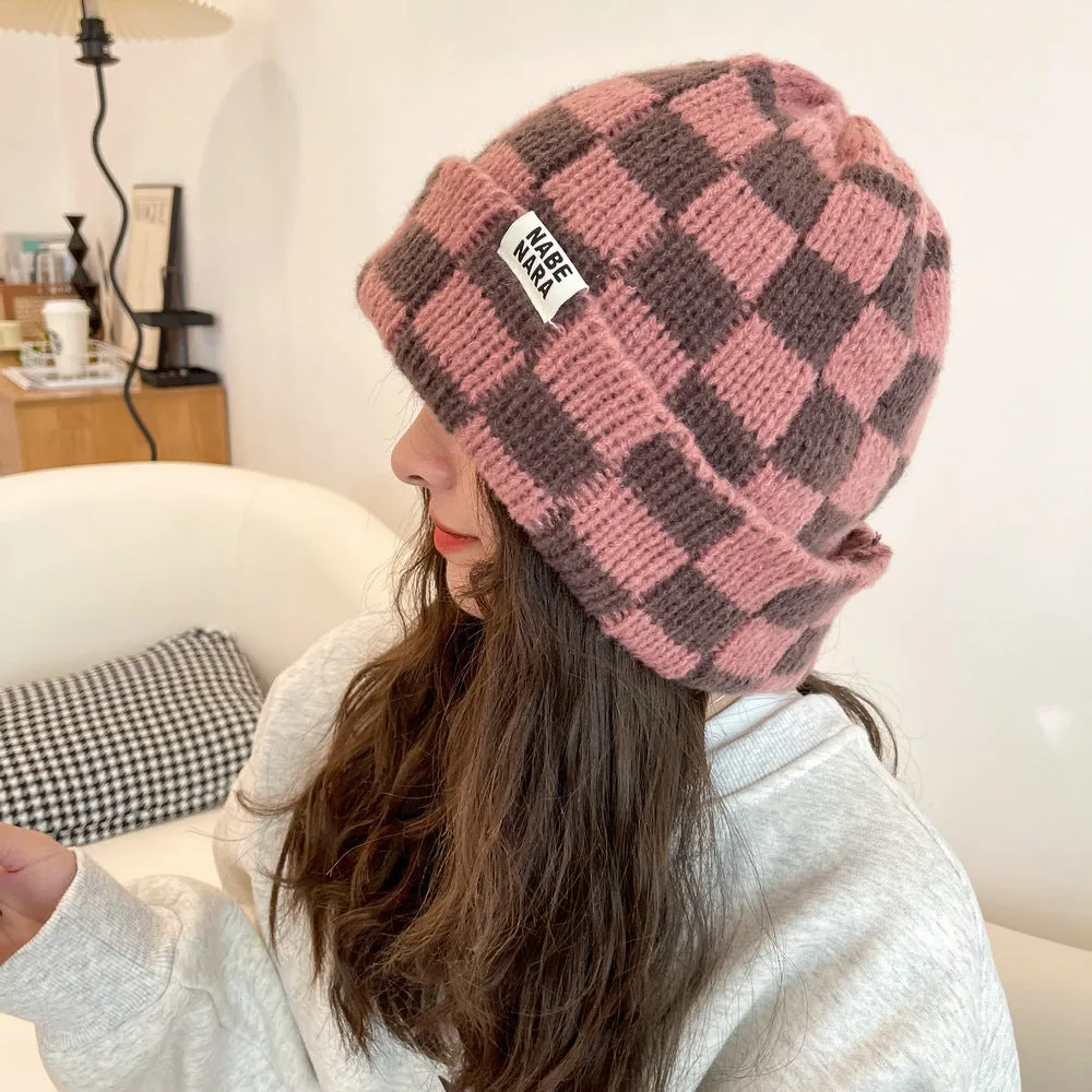 Y2K Checkered Knitted Beanie